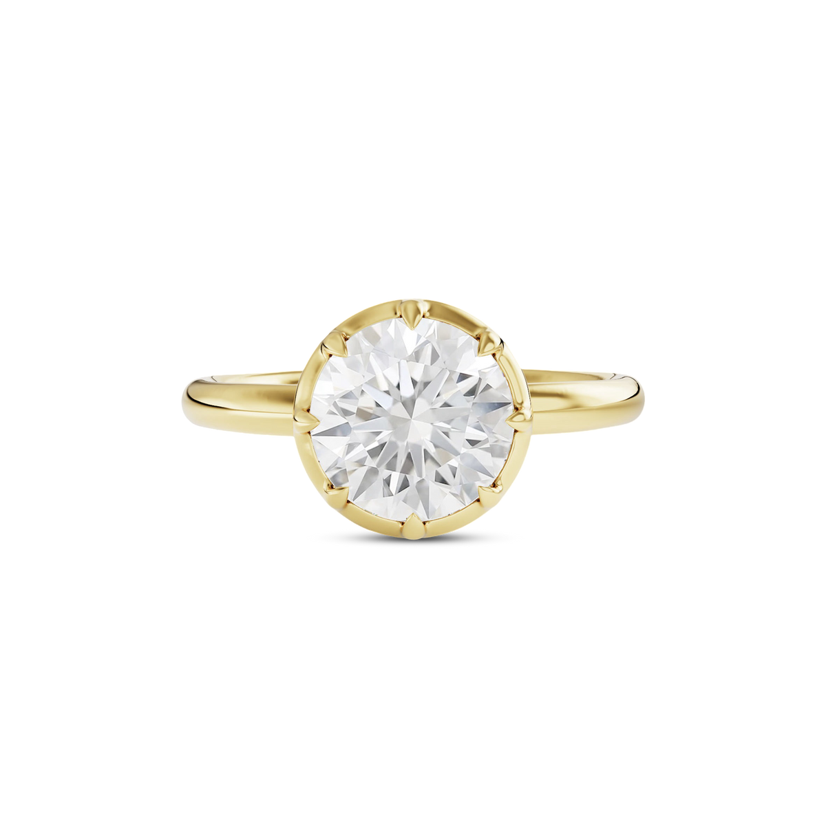 Clara collet style solitaire engagement ring setting for a 1.5 carat center stone