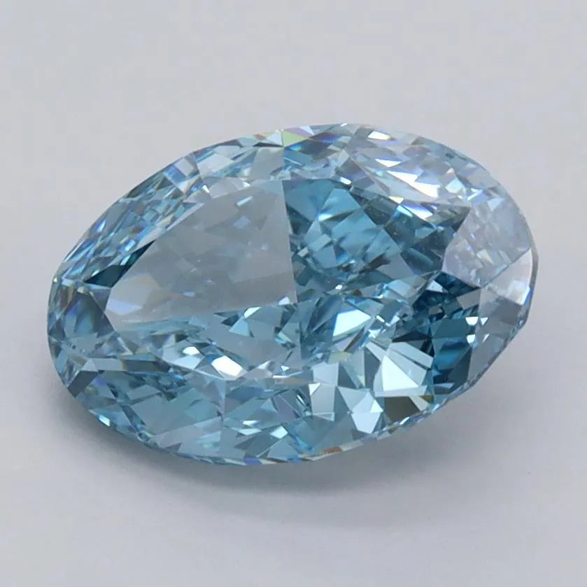 1.98ct Oval Lab Grown Diamond (Colour Fancy Vivid Blue, Clarity VS1, IGI Certified)