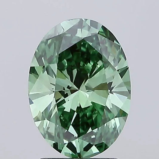 2.16ct Oval Lab Grown Diamond (Colour Fancy Vivid Green, Clarity VS1, IGI Certified)