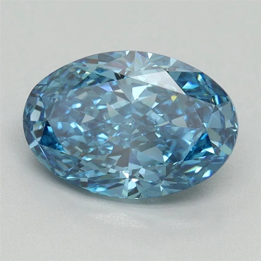 2.20ct Oval Lab Grown Diamond (Colour Fancy Vivid Blue, Clarity VS2, IGI Certified)