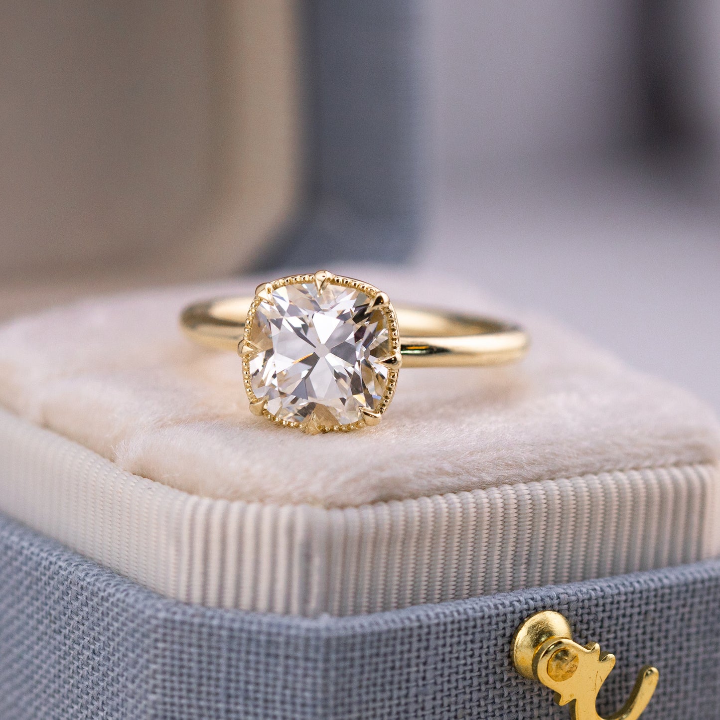 2.76ct Old Mine Cut Lab Diamond Bridal Set – Libby