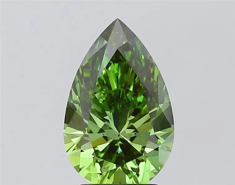 3.02ct Pear Lab Grown Diamond (Colour Fancy Vivid Green, Clarity VVS2, IGI Certified)