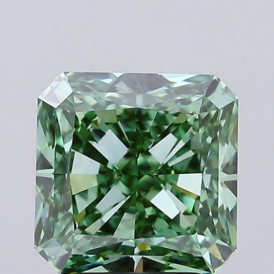 3.52ct Square radiant Lab Grown Diamond (Colour Fancy Vivid Green, Clarity VS1, IGI Certified)