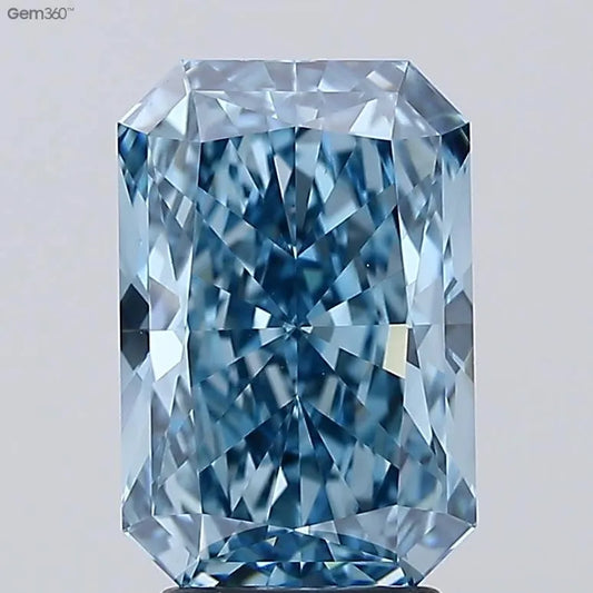 3.66ct Radiant Lab Grown Diamond (Colour Fancy Vivid Blue, Clarity VVS2, IGI Certified)
