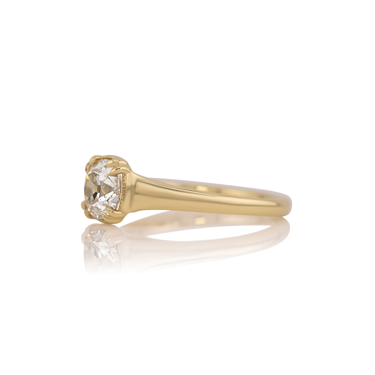 1.41ct Old Mine Cut Natural Champagne Diamond Solitaire Engagement Ring – Alice