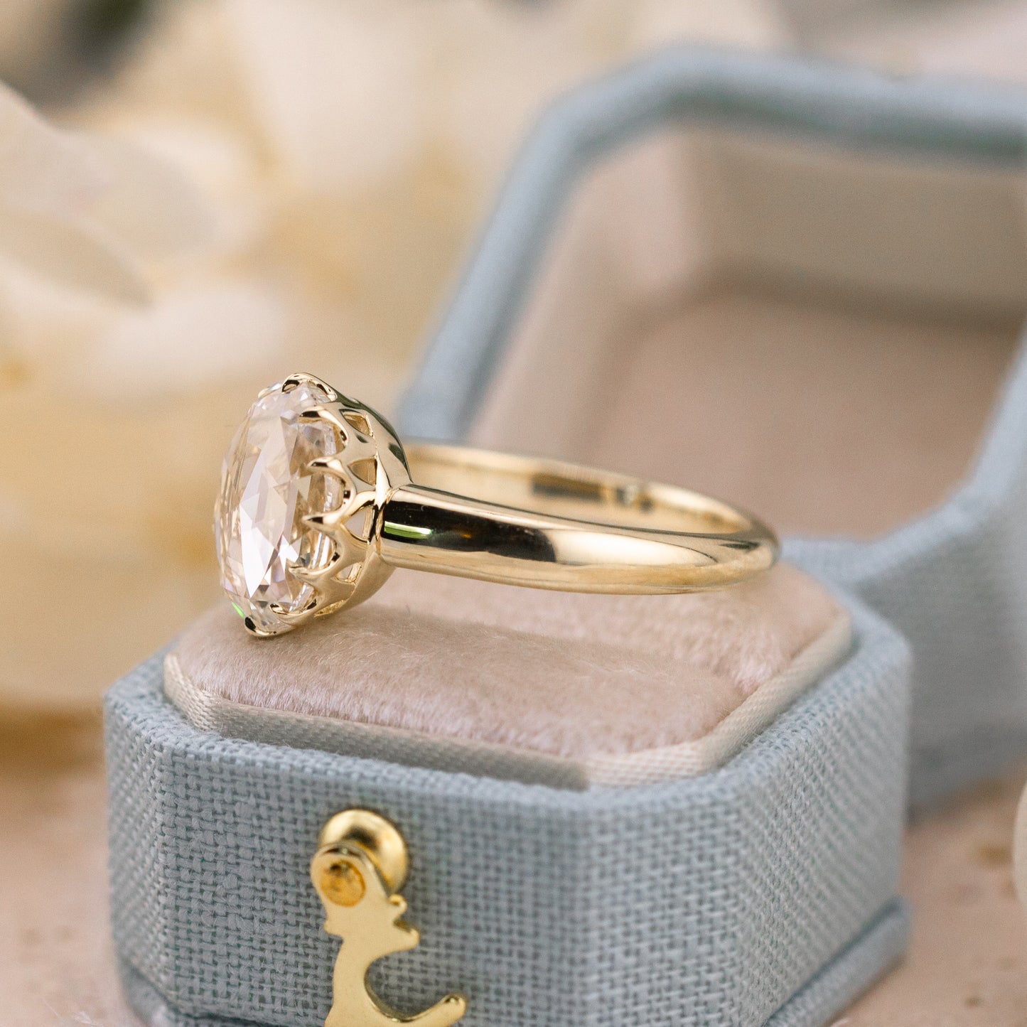 2.58ct Oval Rose Cut Lab Diamond Ring – Camille