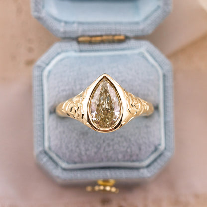 2.09ct Champagne Pear Lab Diamond Bezel Ring – Lenora