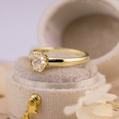 Side profile of the Camille rose cut solitaire ring