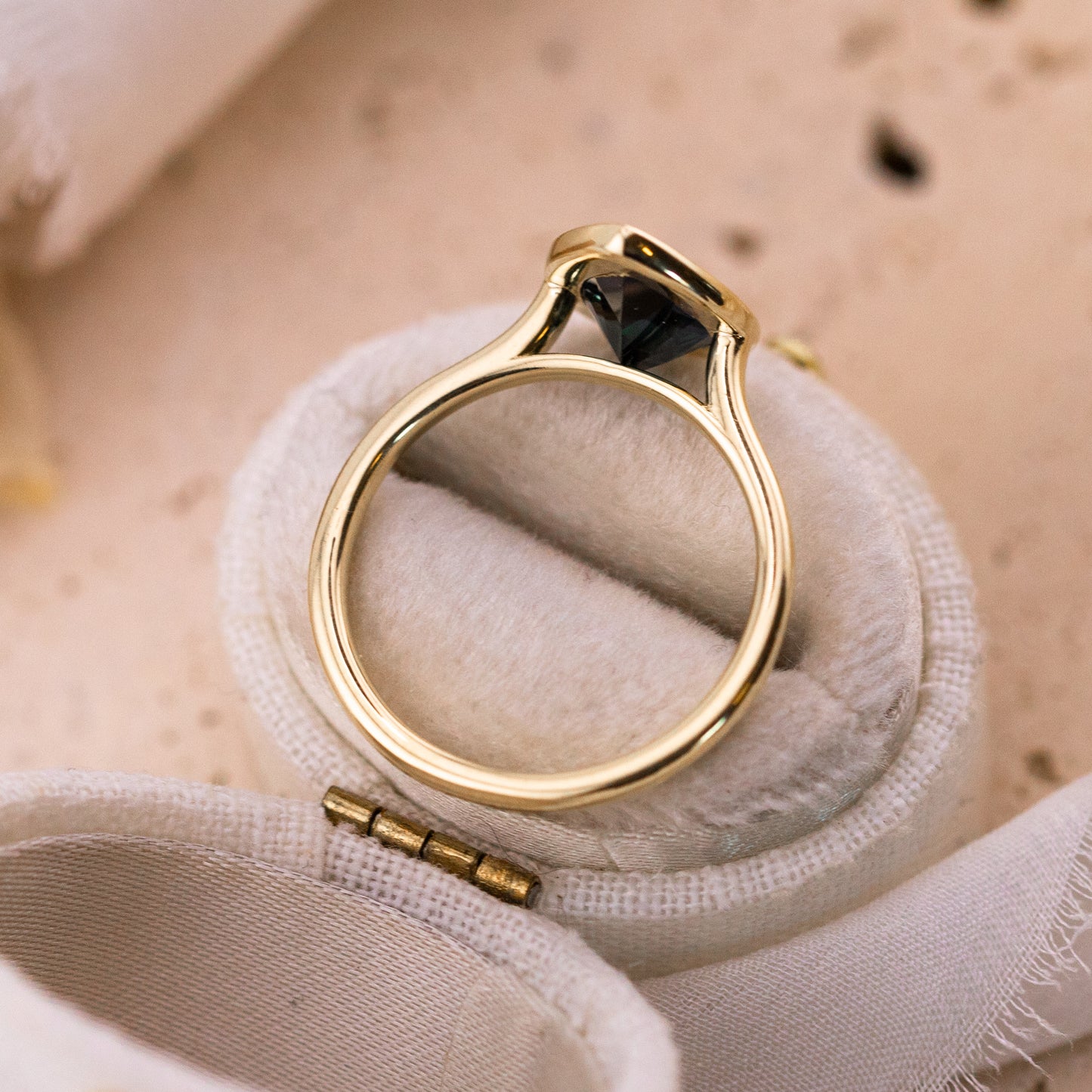 2.20ct Sapphire pear engagement ring bezel set