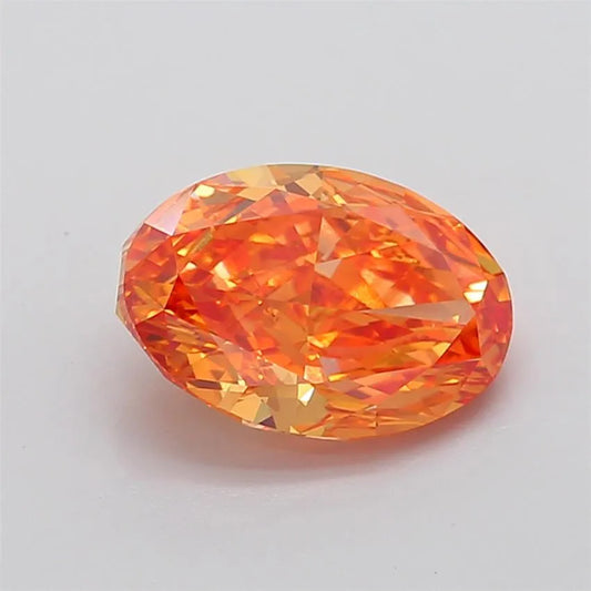 5.24ct Oval Lab Grown Diamond (Colour Fancy Vivid Pinkish Orange, Clarity VVS2, IGI Certified)
