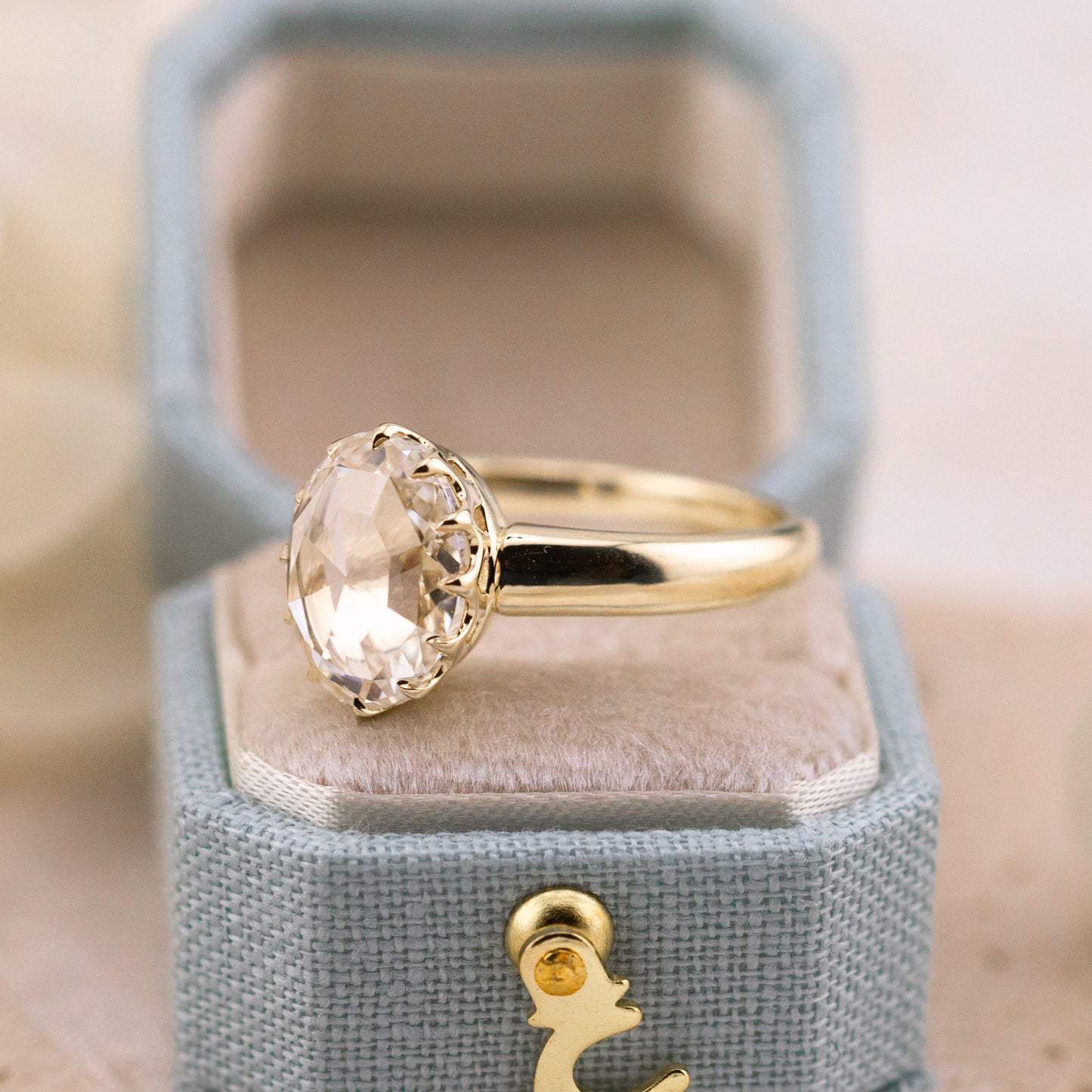 2.58ct Oval Rose Cut Lab Diamond Ring – Camille