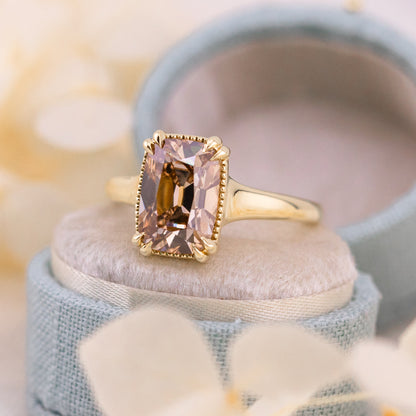 3.12ct Champagne Old Mine Cut Lab Diamond Solitaire Ring - Alice