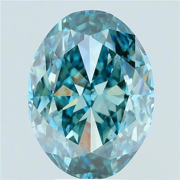 6.30ct Oval Lab Grown Diamond (Colour Fancy Vivid Green Blue, Clarity VS2, IGI Certified)