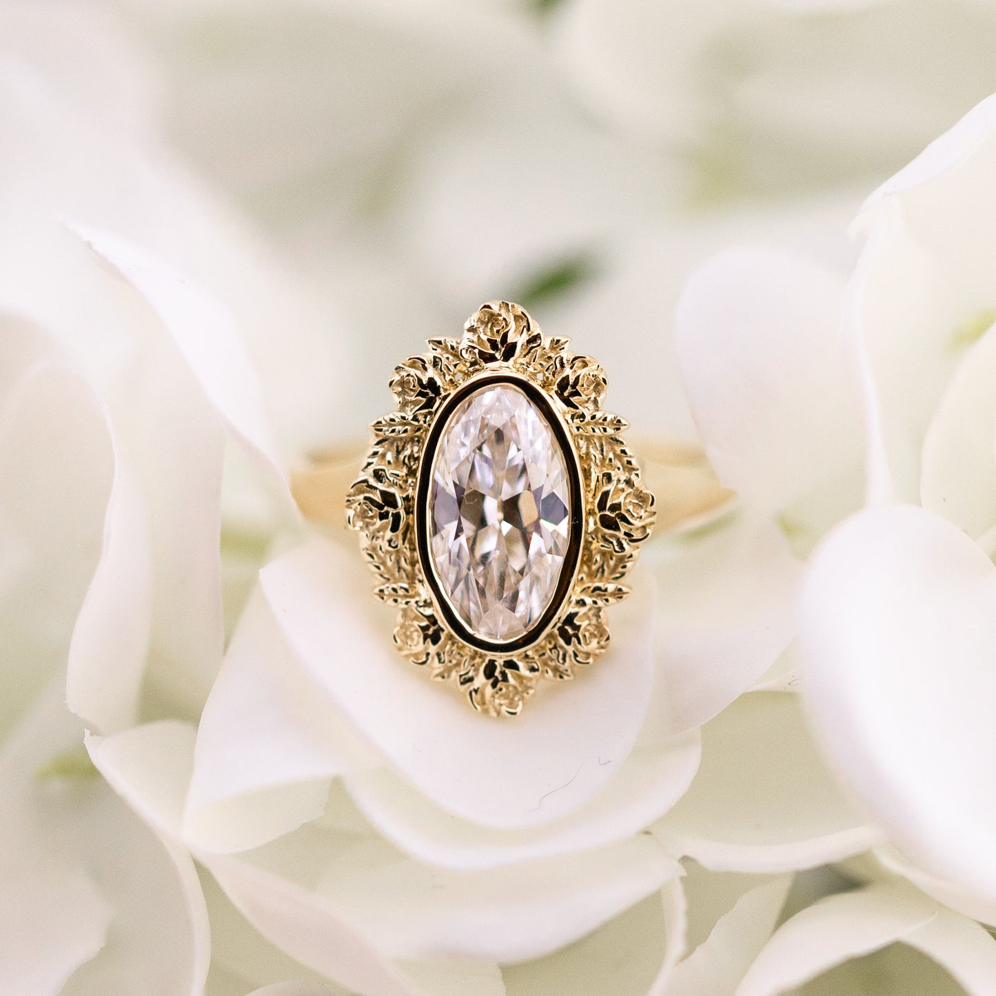 1.51ct Moval Lab Diamond Floral Halo Ring – Rosette