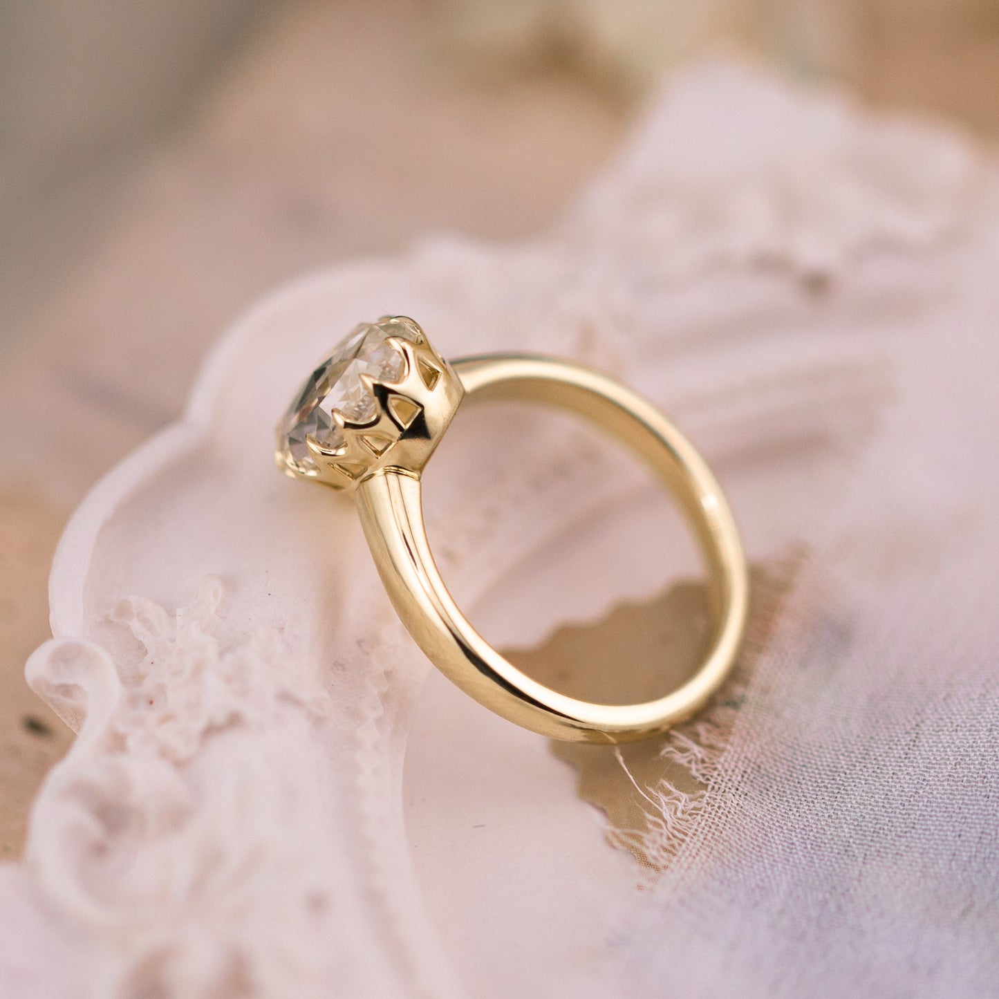 2.58ct Oval Rose Cut Lab Diamond Ring – Camille