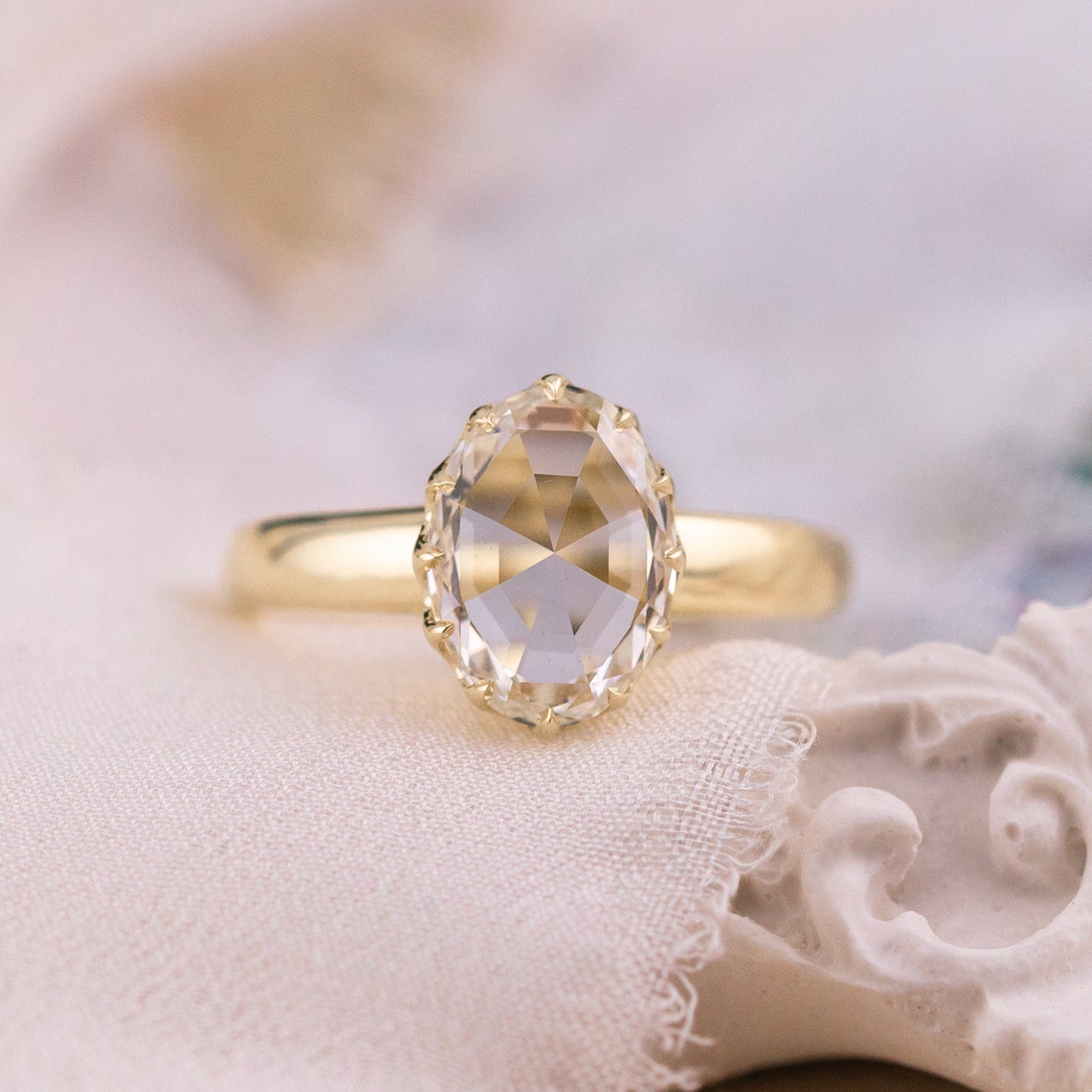 2.58ct Oval Rose Cut Lab Diamond Ring – Camille
