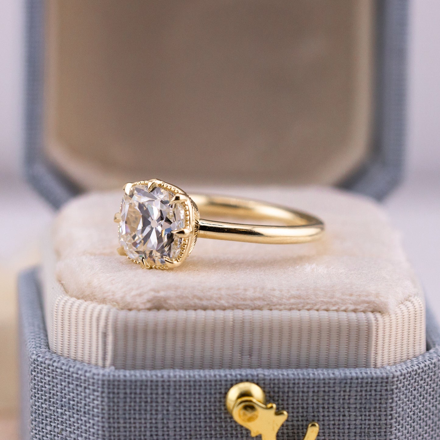 2.76ct Old Mine Cut Lab Diamond Bridal Set – Libby