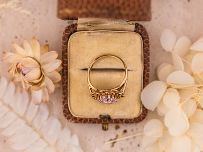 Vintage Pink Oval Ring 10k Solid Gold