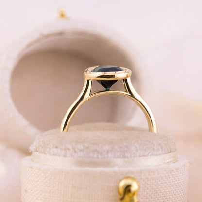 2.20ct Sapphire pear engagement ring bezel set