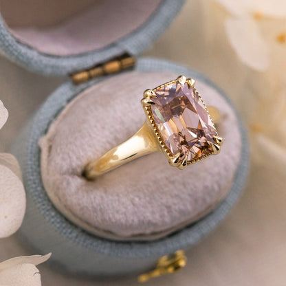 3.12ct Champagne Old Mine Cut Lab Diamond Solitaire Ring - Alice