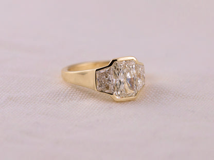 1.97ct Radiant cut three stone engagement ring