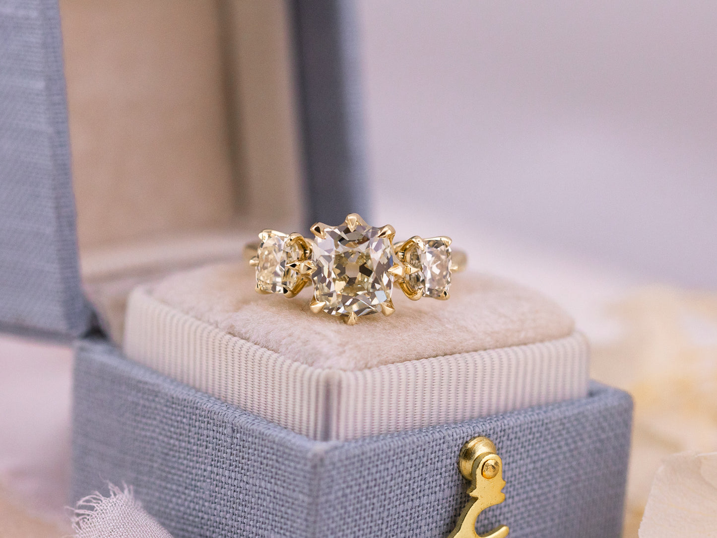 2.43ct Victorian three stone engagement ring