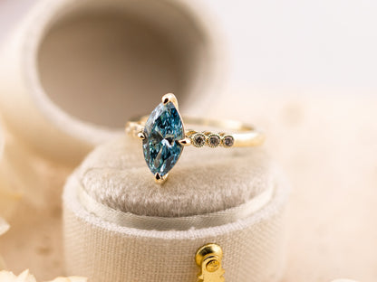 1.55ct Blue diamond marquise engagement ring - Celeste