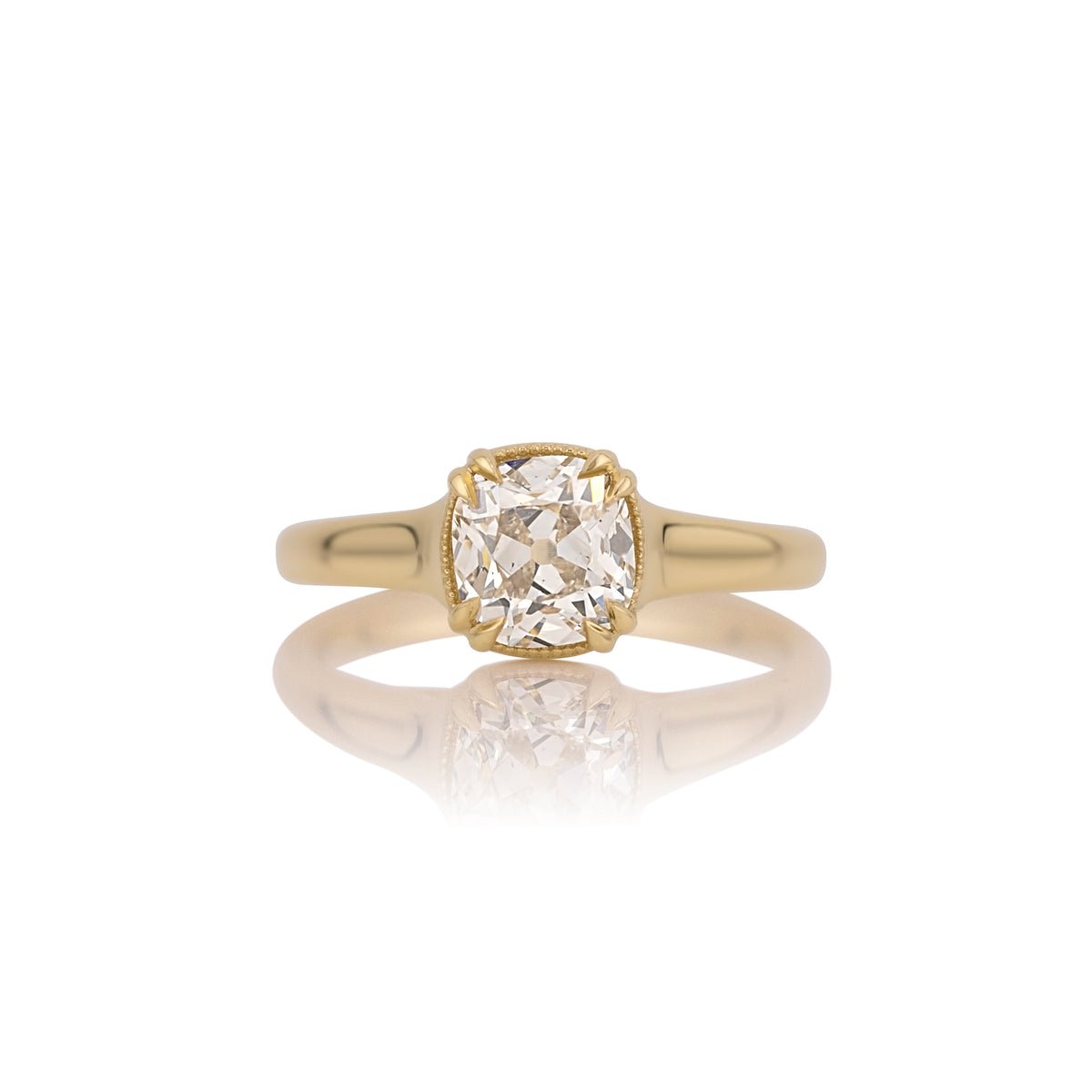 1.41ct Old Mine Cut Natural Champagne Diamond Solitaire Engagement Ring – Alice