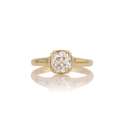 1.41ct Old Mine Cut Natural Champagne Diamond Solitaire Engagement Ring – Alice