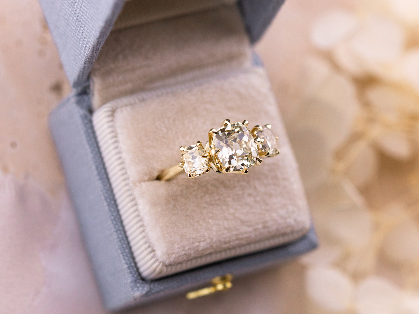 2.43ct Victorian three stone engagement ring