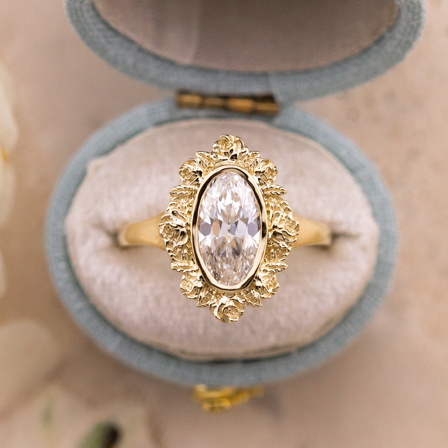 1.51ct Moval Lab Diamond Floral Halo Ring – Rosette