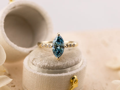 1.55ct Blue diamond marquise engagement ring - Celeste