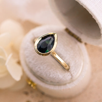 2.20ct Sapphire pear engagement ring bezel set