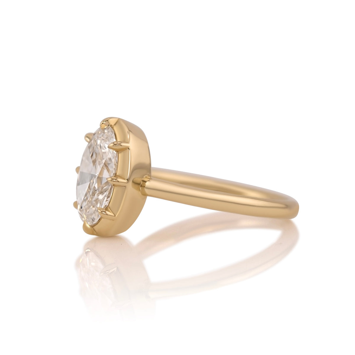 Side profile of the Clara collet ring showing the Victorian inspired setting
