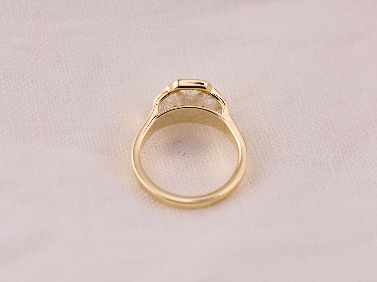 1.97ct Radiant cut three stone engagement ring