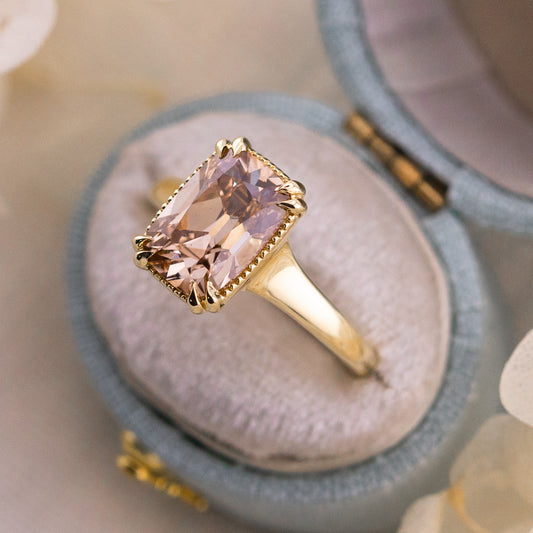 3.12ct Champagne Old Mine Cut Lab Diamond Solitaire Ring - Alice