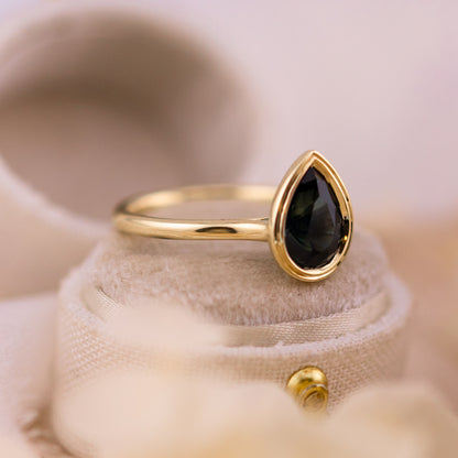 2.20ct Sapphire pear engagement ring bezel set