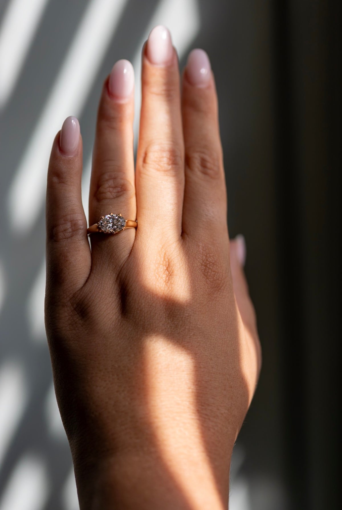 Louise 1.70ct oval east west ring worn on the hand