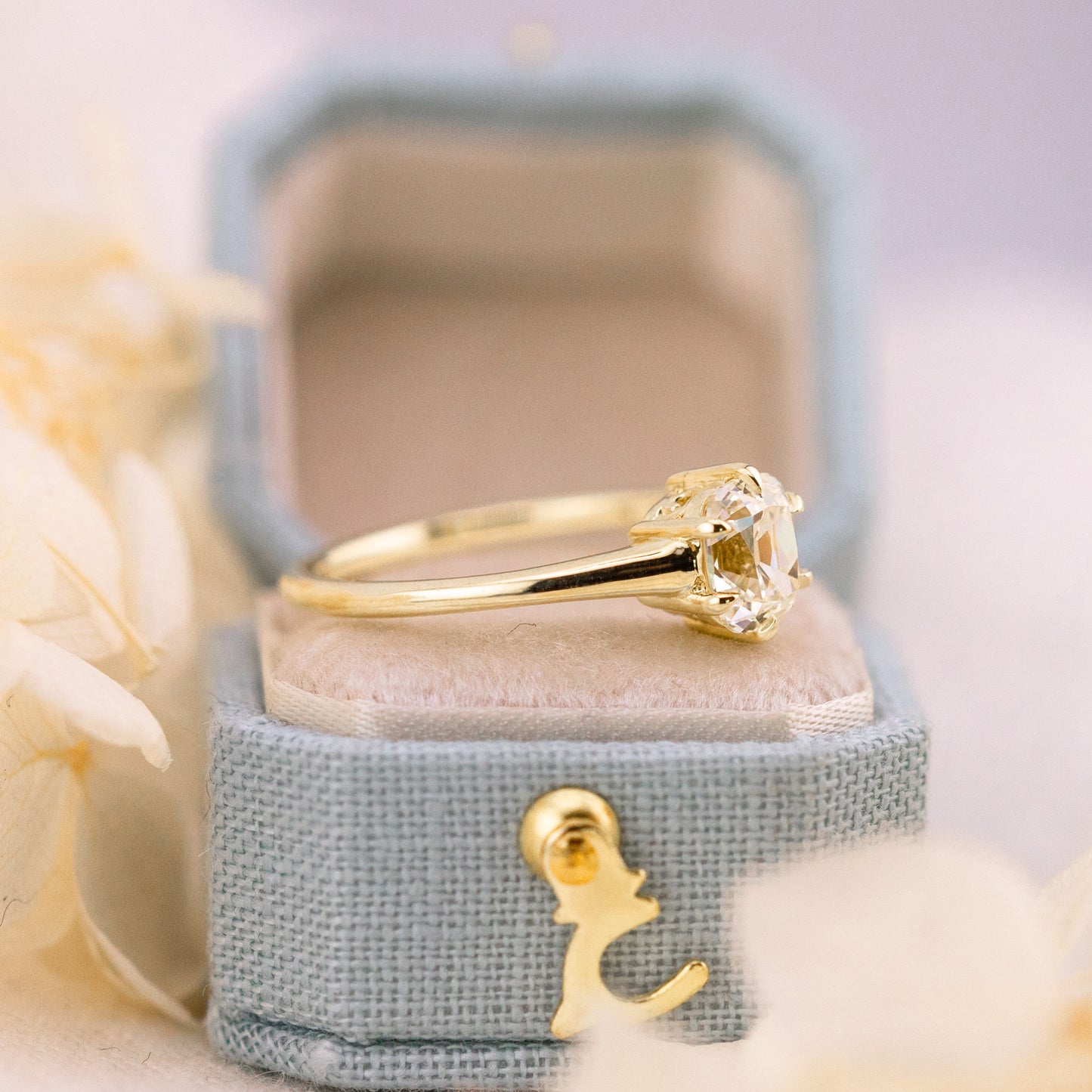 1.00ct Old Mine Cut Natural Diamond Solitaire Ring – Etta