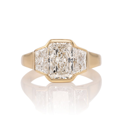 1.97ct Radiant cut three stone engagement ring