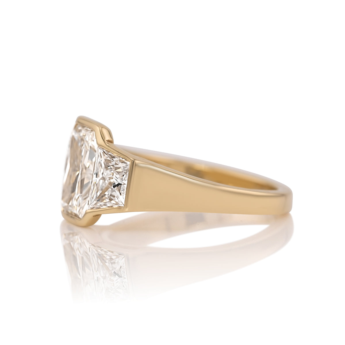 1.97ct Radiant cut three stone engagement ring