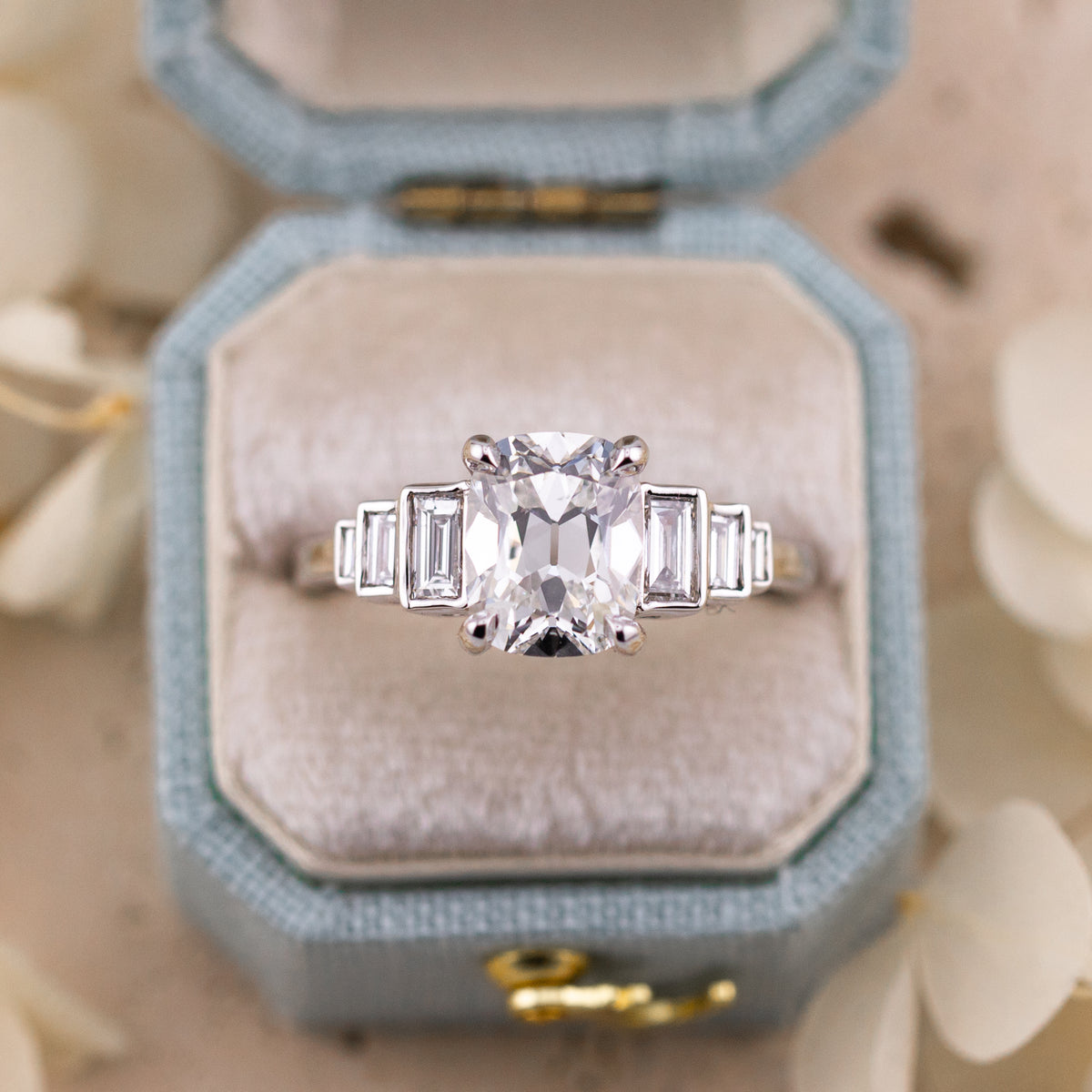 Kady solitaire worn on the hand in cool 14k white gold
