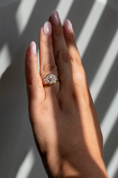 1.97ct Radiant cut three stone engagement ring