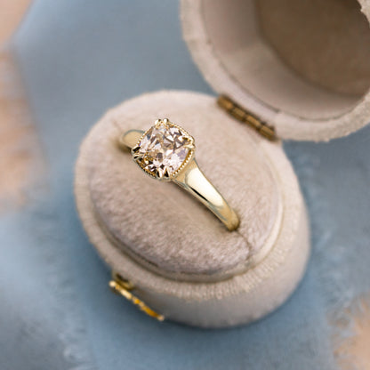 1.41ct Old Mine Cut Natural Champagne Diamond Solitaire Engagement Ring – Alice