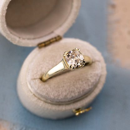 1.41ct Old Mine Cut Natural Champagne Diamond Solitaire Engagement Ring – Alice
