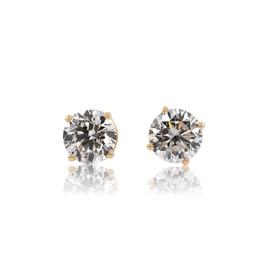 Lab Diamond Stud Earrings 14k Gold, Round Brilliant Solitaire Studs
