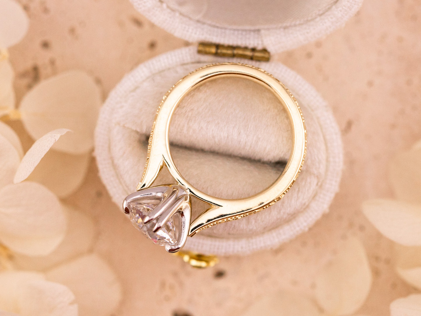 2.56ct Old European cut two tone engagement ring - the Daphne