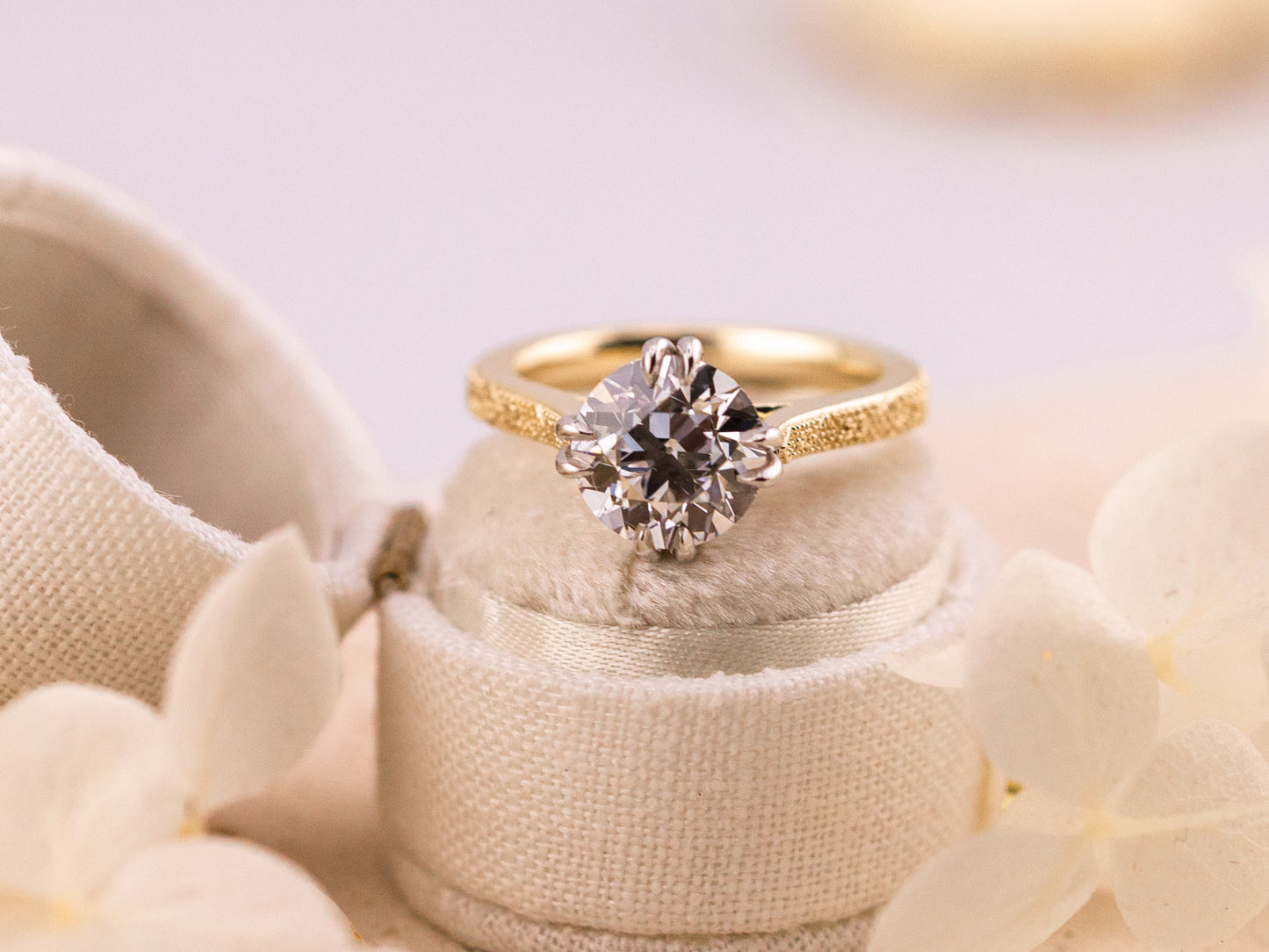 2.56ct Old European cut two tone engagement ring - the Daphne