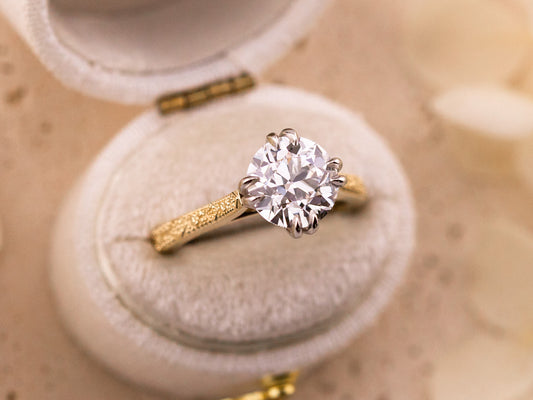 2.56ct Old European cut two tone engagement ring - the Daphne