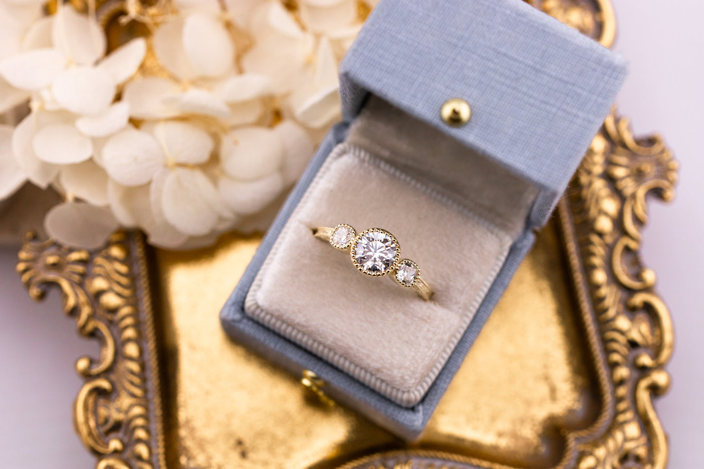 1.08ct Round Brilliant Lab Diamond Three Stone Ring – Penelope